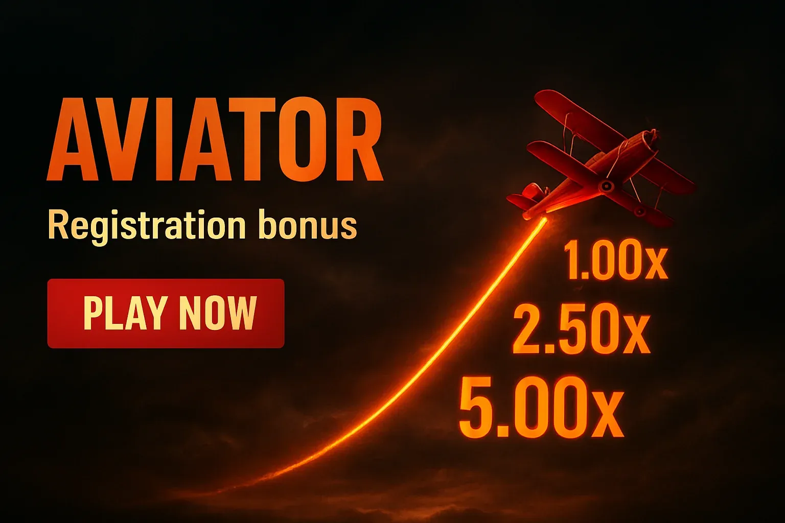 Aviator crash game banner with red plane and rising multipliers